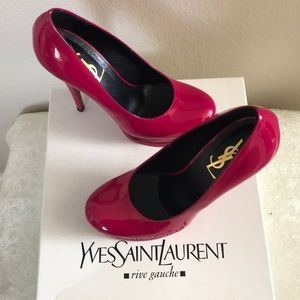 YSL Saint Laurent Fuchsia Patent Leather Heel
